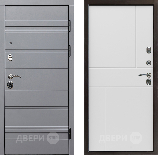 Входная металлическая Дверь Престиж Линия Грэй Горизонт Бетон белый в Видное
