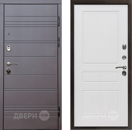 Входная металлическая Дверь Престиж Линия Браун Классика Белое дерево в Видное