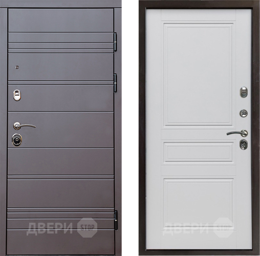 Входная металлическая Дверь Престиж Линия Браун Классика Белый матовый в Видное