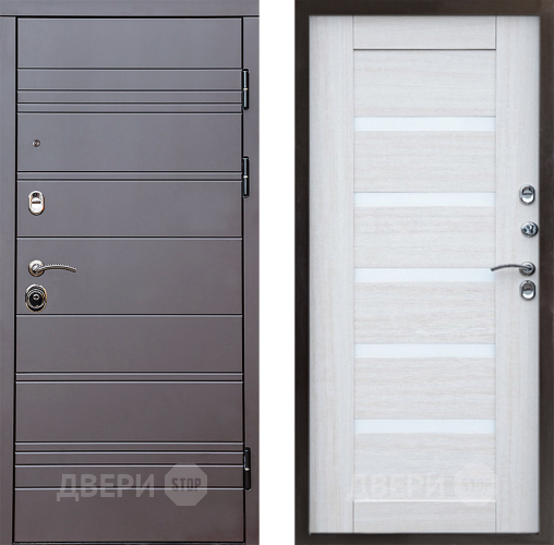 Входная металлическая Дверь Престиж Линия Браун Царга Лиственница белая в Видное