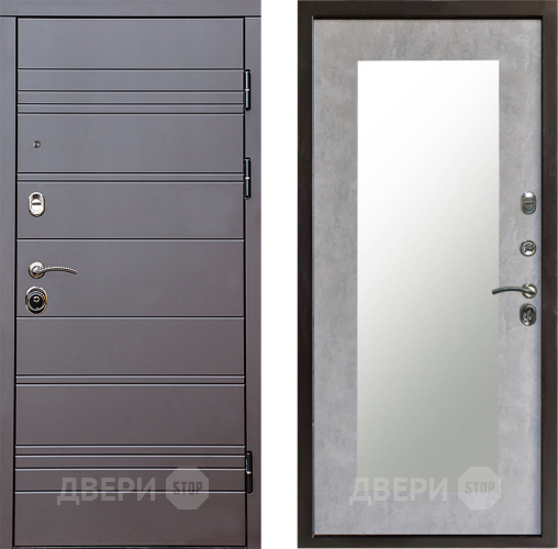 Входная металлическая Дверь Престиж Линия Браун Зеркло Пастораль Бетон светлый в Видное