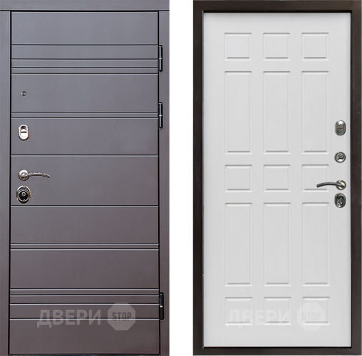 Входная металлическая Дверь Престиж Линия Браун Спарта Белое дерево в Видное