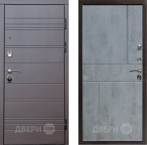 Входная металлическая Дверь Престиж Линия Браун Горизонт Бетон темный в Видное