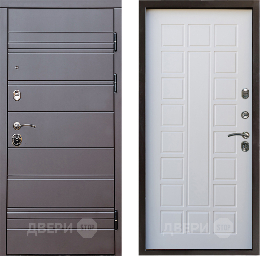 Входная металлическая Дверь Престиж Линия Браун Престиж Белое дерево в Видное