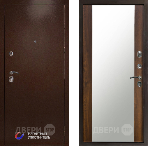 Входная металлическая Дверь Престиж Медь Зеркало Дуб в Видное