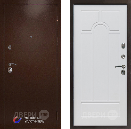 Входная металлическая Дверь Престиж Медь Арка Белое дерево в Видное