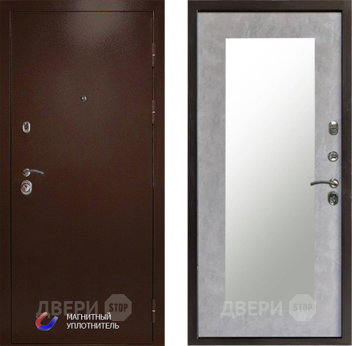 Входная металлическая Дверь Престиж Медь Зеркло Пастораль Бетон светлый в Видное