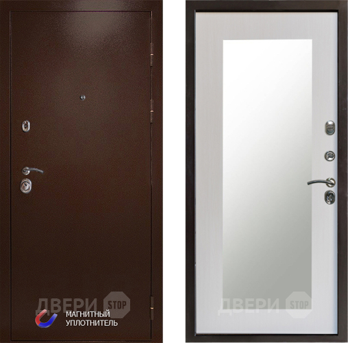 Входная металлическая Дверь Престиж Медь Зеркло Пастораль Лиственница белая в Видное