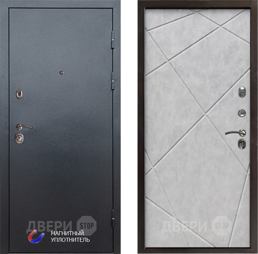 Входная металлическая Дверь Престиж Графит Лучи Бетон светлый в Видное