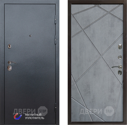 Входная металлическая Дверь Престиж Графит Лучи Бетон темный в Видное