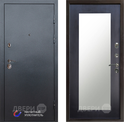 Входная металлическая Дверь Престиж Графит Зеркло Пастораль Венге в Видное