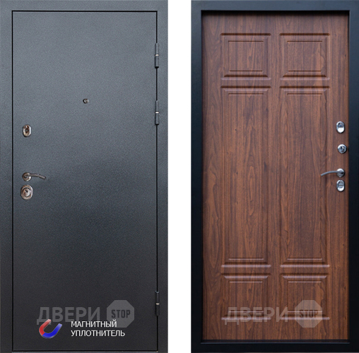 Входная металлическая Дверь Престиж Графит Премиум Орех темный в Видное