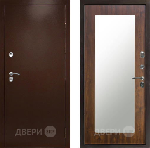 Входная металлическая Дверь Престиж TERMO с терморазрывом Снегирь Медь Зеркало пастораль Дуб в Видное