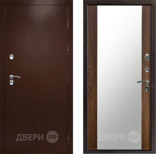 Входная металлическая Дверь Престиж TERMO с терморазрывом Снегирь Медь Зеркало Дуб в Видное