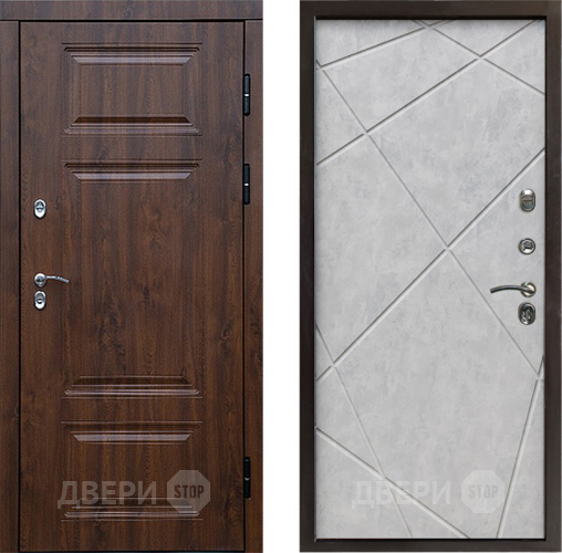 Входная металлическая Дверь Престиж TERMO с терморазрывом Премиум Орех Лучи Бетон светлый в Видное