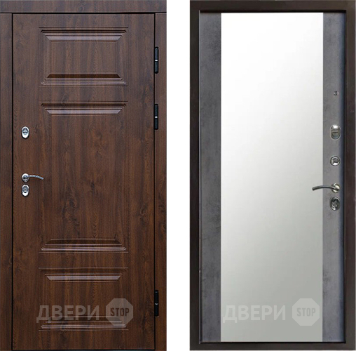 Входная металлическая Дверь Престиж TERMO с терморазрывом Премиум Орех Зеркало Бетон темный в Видное