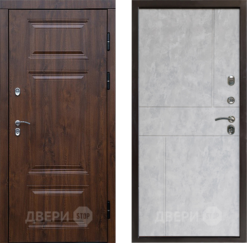Входная металлическая Дверь Престиж TERMO с терморазрывом Премиум Орех Горизонт Бетон светлый в Видное