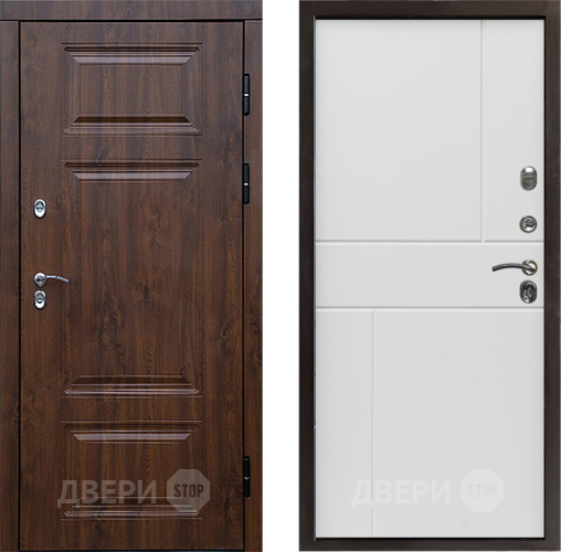 Входная металлическая Дверь Престиж TERMO с терморазрывом Премиум Орех Горизонт Бетон белый в Видное