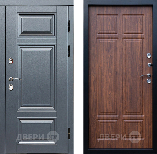 Входная металлическая Дверь Престиж TERMO с терморазрывом Премиум Грэй Премиум Орех темный в Видное