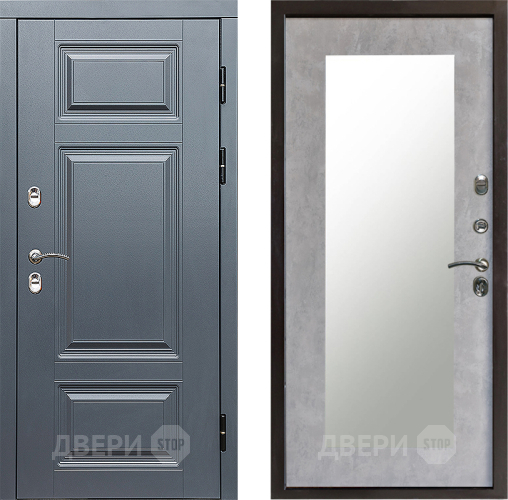 Входная металлическая Дверь Престиж TERMO с терморазрывом Премиум Грэй Зеркало пастораль Бетон светлый в Видное