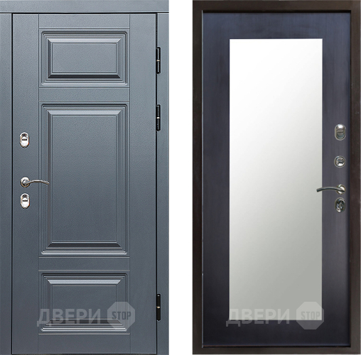 Входная металлическая Дверь Престиж TERMO с терморазрывом Премиум Грэй Зеркало пастораль Венге в Видное