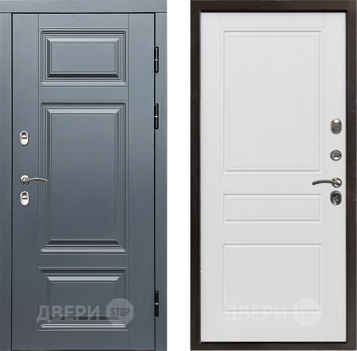 Входная металлическая Дверь Престиж TERMO с терморазрывом Премиум Грэй Классика Белое дерево в Видное