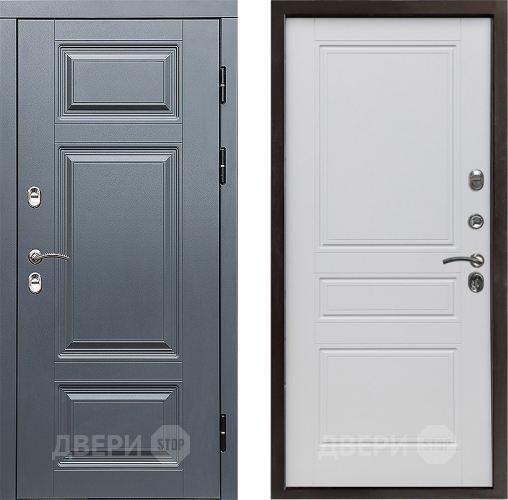 Входная металлическая Дверь Престиж TERMO с терморазрывом Премиум Грэй Классика Белый матовый в Видное