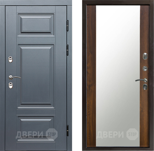Входная металлическая Дверь Престиж TERMO с терморазрывом Премиум Грэй Зеркало Дуб в Видное
