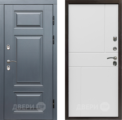 Входная металлическая Дверь Престиж TERMO с терморазрывом Премиум Грэй Горизонт Бетон белый в Видное
