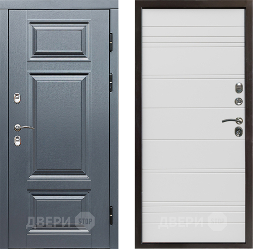 Входная металлическая Дверь Престиж TERMO с терморазрывом Премиум Грэй Line Белый в Видное