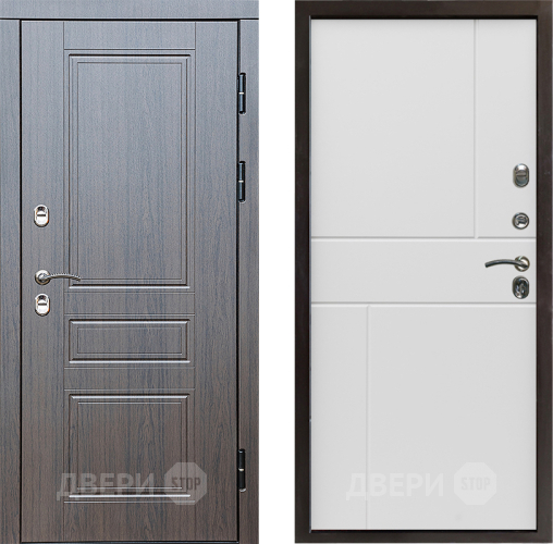 Входная металлическая Дверь Престиж TERMO с терморазрывом Классика Горизонт Бетон белый в Видное