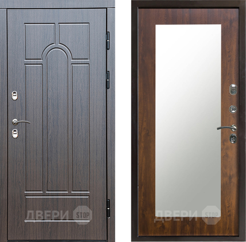 Входная металлическая Дверь Престиж TERMO с терморазрывом Арка Зеркало пастораль Дуб в Видное