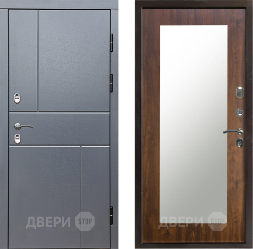 Входная металлическая Дверь Престиж TERMO с терморазрывом Горизонт Грэй Зеркало пастораль Дуб в Видное