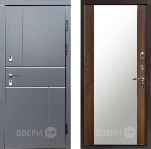Входная металлическая Дверь Престиж TERMO с терморазрывом Горизонт Грэй Зеркало Дуб в Видное