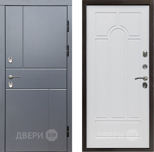 Входная металлическая Дверь Престиж TERMO с терморазрывом Горизонт Грэй Арка Белое дерево в Видное