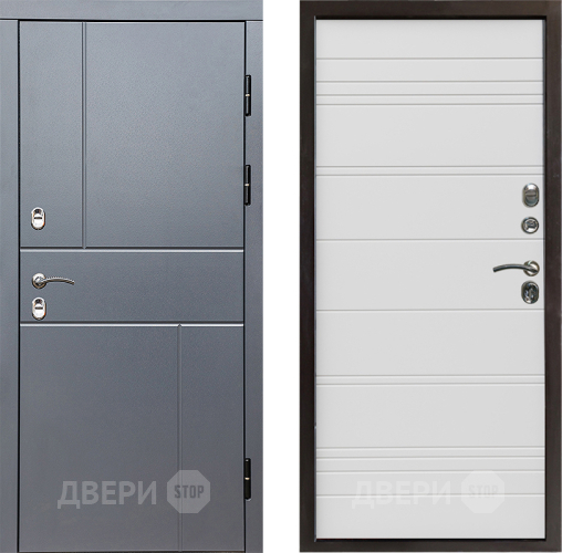 Входная металлическая Дверь Престиж TERMO с терморазрывом Горизонт Грэй Line Белый в Видное
