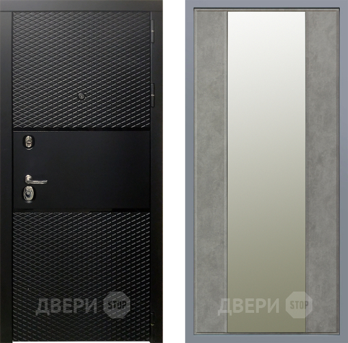 Дверь Заводские двери Тефлон Зеркало Макси Бетон темный в Видное