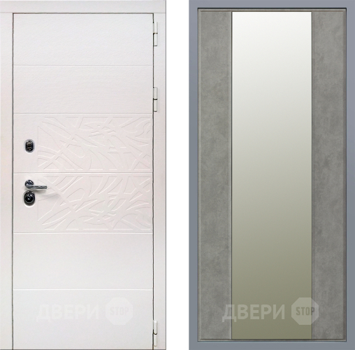 Дверь Заводские двери Дэко Вайт Зеркало Макси Бетон темный в Видное
