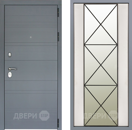 Дверь Заводские двери Лира Софт графит Зеркало Перфекто Структурное дерево в Видное