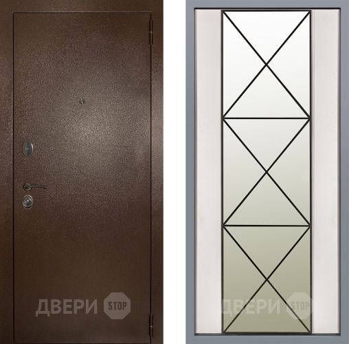 Дверь Заводские двери Эталон 3к антик медь Зеркало Перфекто Структурное дерево в Видное