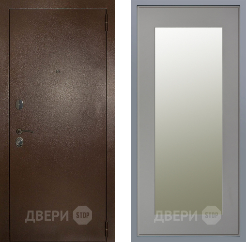 Дверь Заводские двери Эталон 3к антик медь Зеркало Модерн Грей софт в Видное