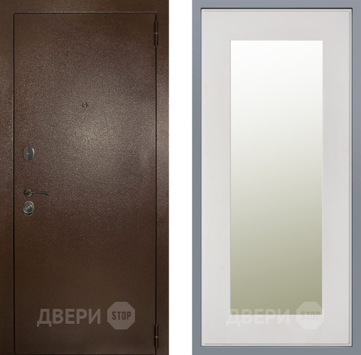 Дверь Заводские двери Эталон 3к антик медь Зеркало Модерн Белый софт в Видное