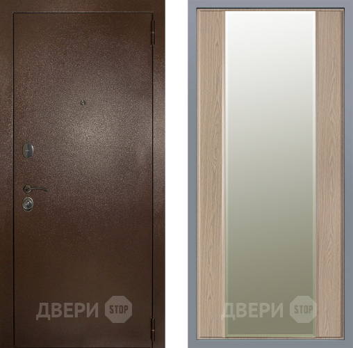 Дверь Заводские двери Эталон 3к антик медь Зеркало Макси Беленый дуб в Видное