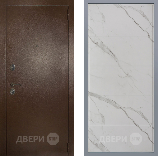Дверь Заводские двери Эталон 3к антик медь Тривия Мрамор белый в Видное