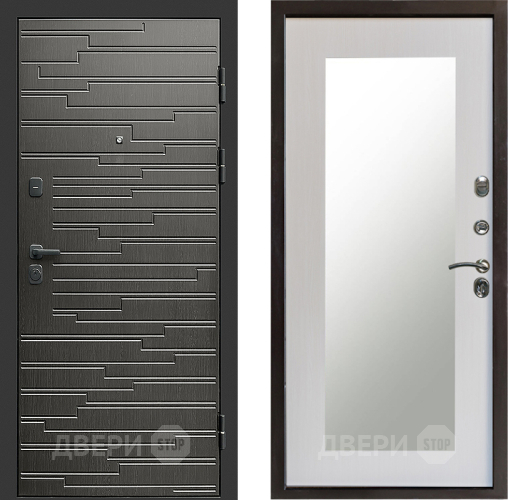 Входная металлическая Дверь Престиж Rivera Зеркло Пастораль Лиственница белая в Видное