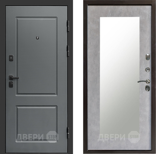Входная металлическая Дверь Престиж Verona Зеркло Пастораль Бетон светлый в Видное
