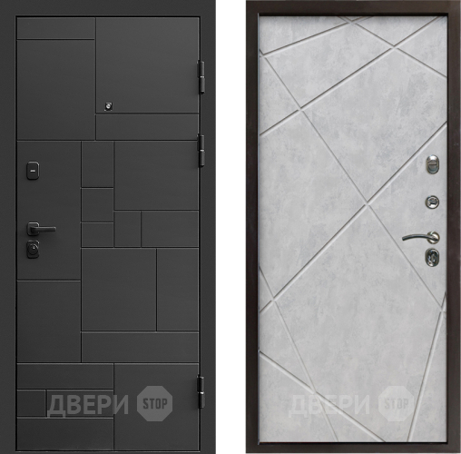 Входная металлическая Дверь Престиж Kvadro Лучи Бетон светлый в Видное