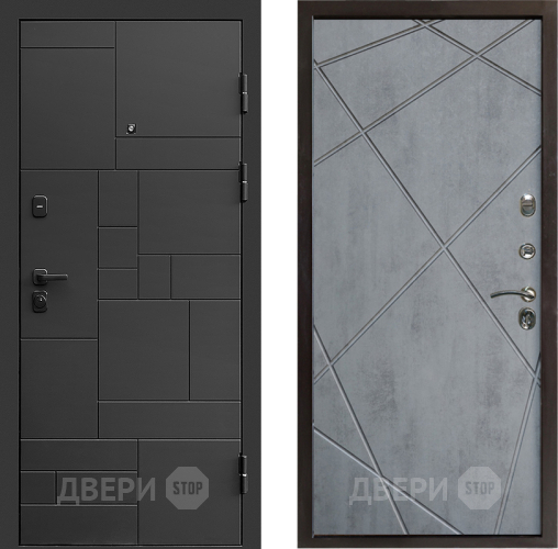 Входная металлическая Дверь Престиж Kvadro Лучи Бетон темный в Видное