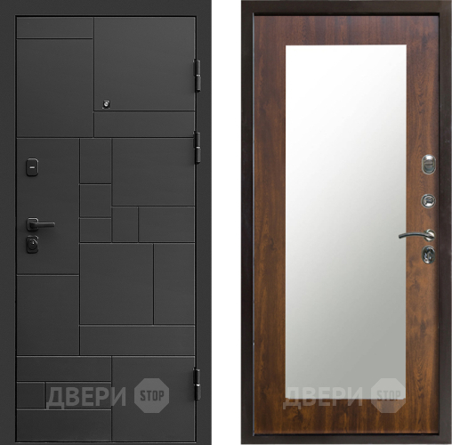 Входная металлическая Дверь Престиж Kvadro Зеркло Пастораль Дуб в Видное