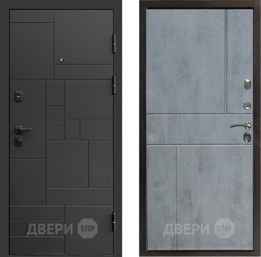 Входная металлическая Дверь Престиж Kvadro Горизонт Бетон темный в Видное